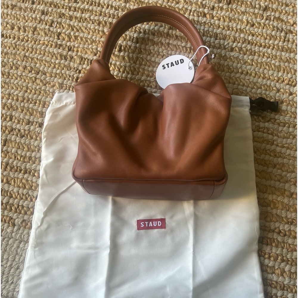 Staud Felix Ruched Leather Too Handle Bag - NEW